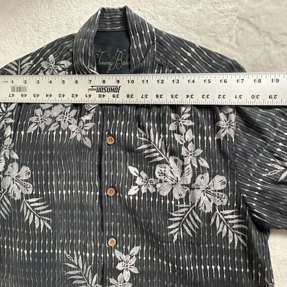 Tommy Bahama Mens Small Black Floral Button-Up Short Sleeve Silk Hawaiian Shirt - Picture 5 of 7
